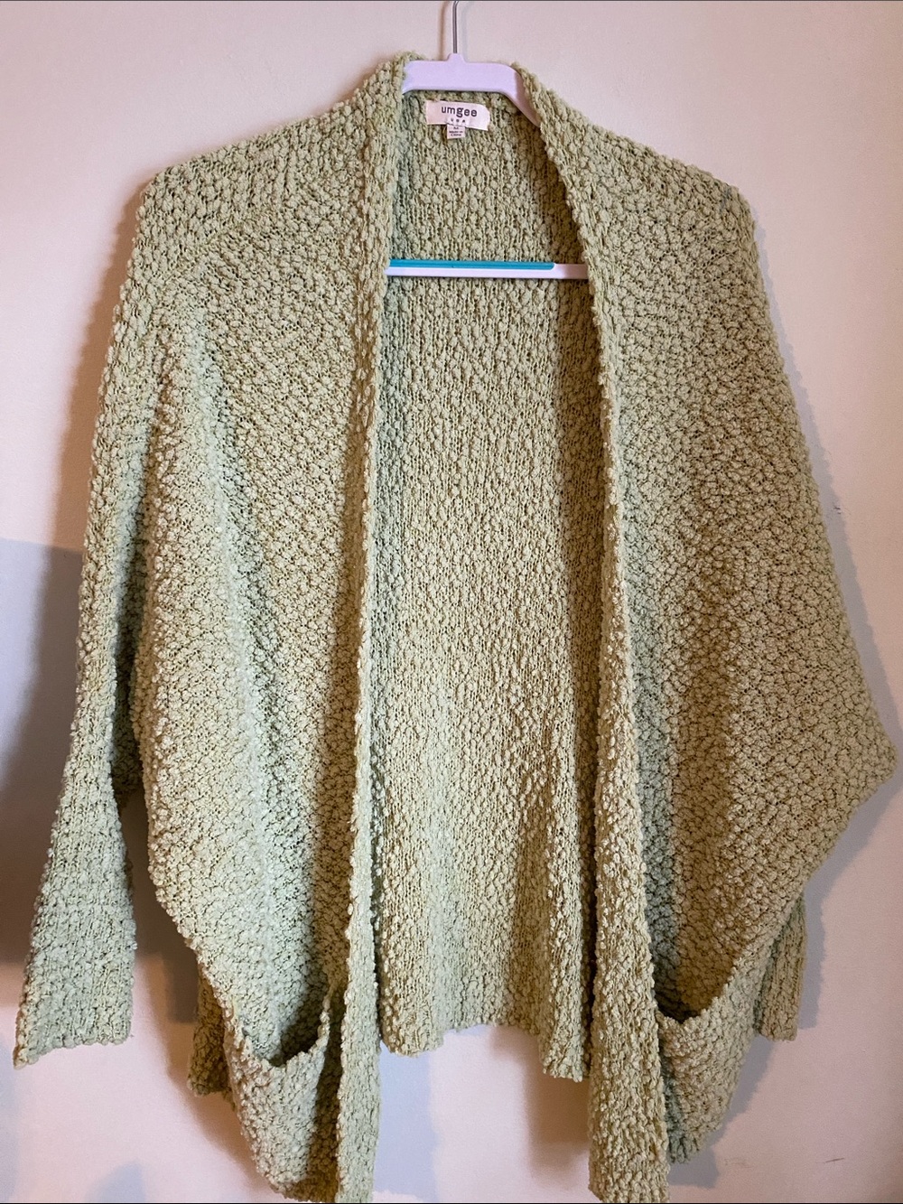 Bright Green Cardigan in Soft Bouclé Knit by Umgee